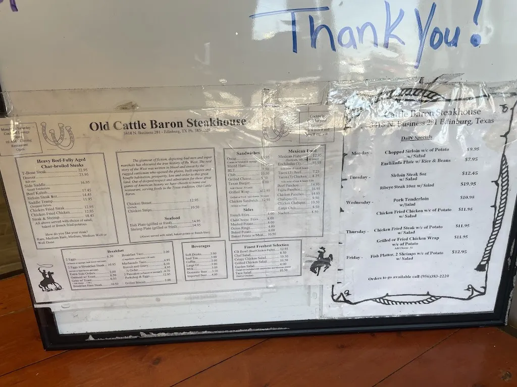 Menu_Old Cattle Baron_Edinburg, TX_image_old_2