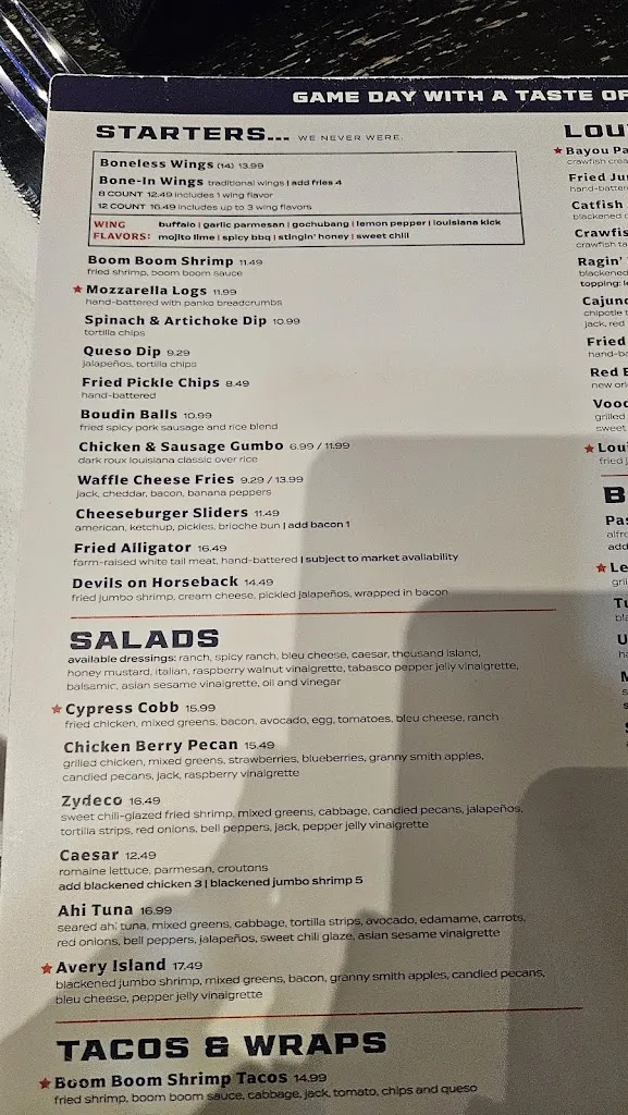 Menu_Walk-On's Sports Bistreaux - Edinburg Restaurant_Edinburg, TX_image_old_1