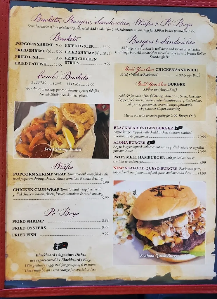 Menu_Blackbeard's Too_Ingleside, TX_image_old_2