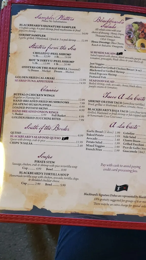 Menu_Blackbeard's Too_Ingleside, TX_image_old_3
