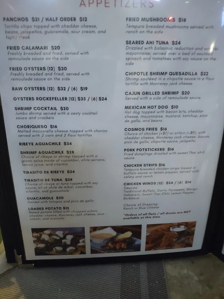 Menu_Cosmos Bar & Grill_Laredo, TX_image_old_2