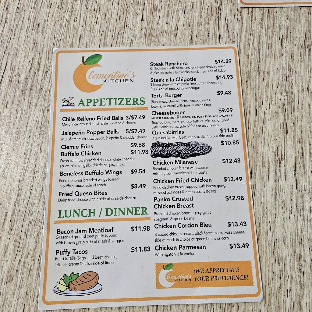 Menu_Clementine's Kitchen_Laredo, TX_image_old_1