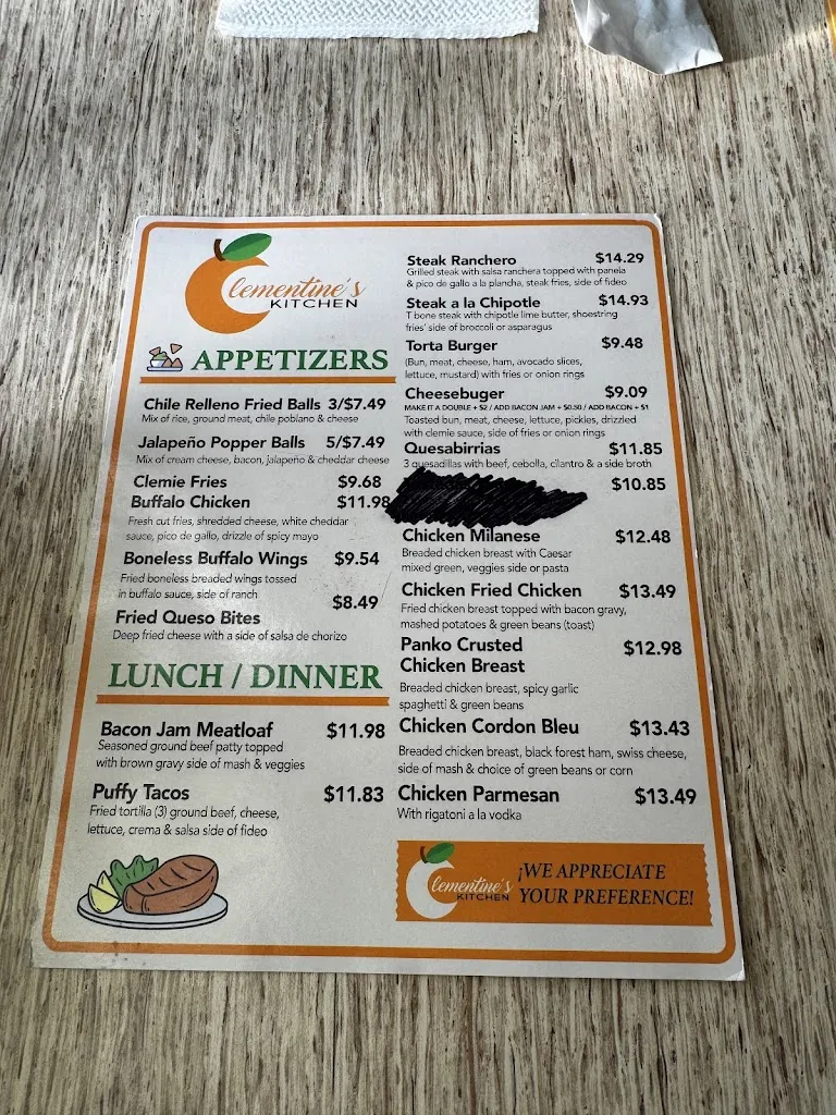 Menu_Clementine's Kitchen_Laredo, TX_image_old_3