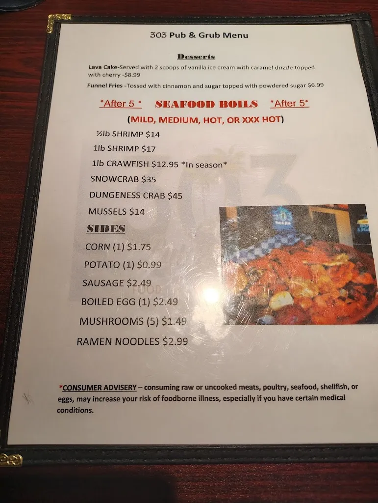Menu_303 Pub & Grub_Port Lavaca, TX_image_old_3