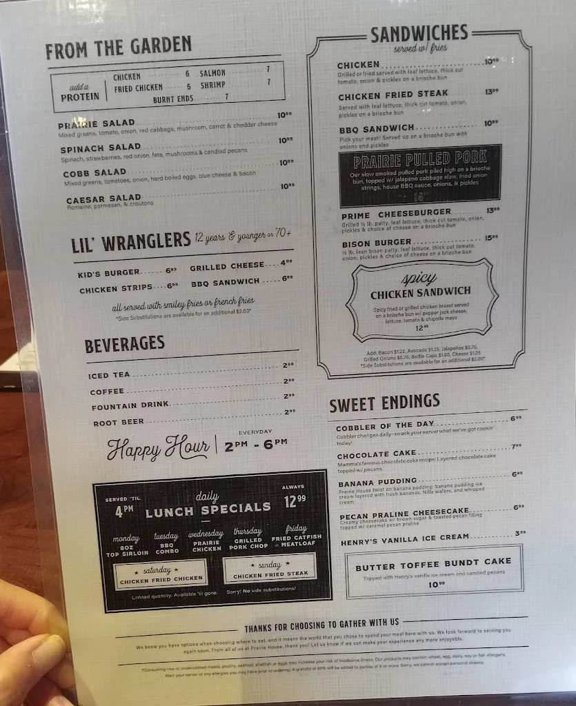 Menu_Prairie House Restaurant-Lewisville_Lewisville, TX_image_old_1
