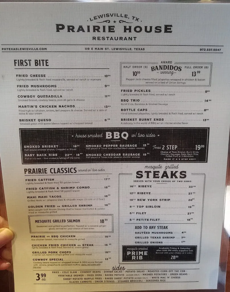 Menu_Prairie House Restaurant-Lewisville_Lewisville, TX_image_old_2