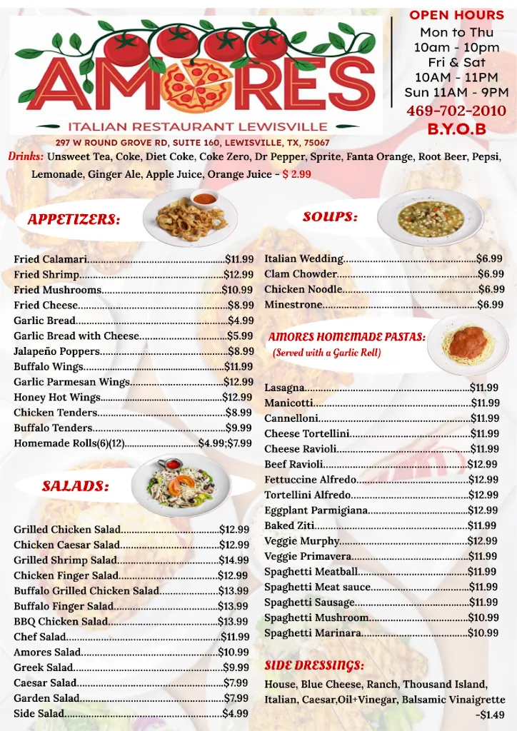 Menu_Amore's Italian Restaurant_Lewisville, TX_image_old_2