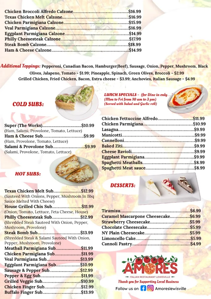 Menu_Amore's Italian Restaurant_Lewisville, TX_image_old_3