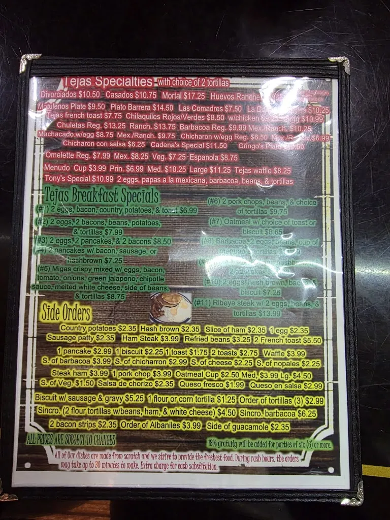 Menu_Tejas Restaurant_Pharr, TX_image_old_1