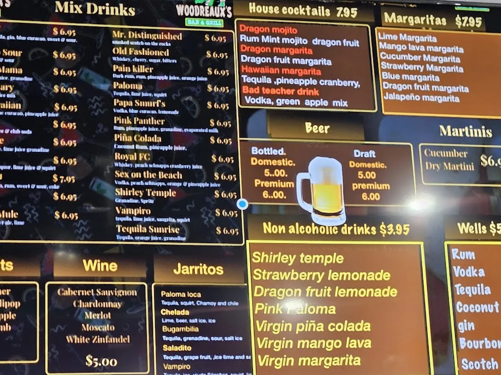 Menu_Woodreaux's Bar & Grill_Edinburg, TX_image_old_2