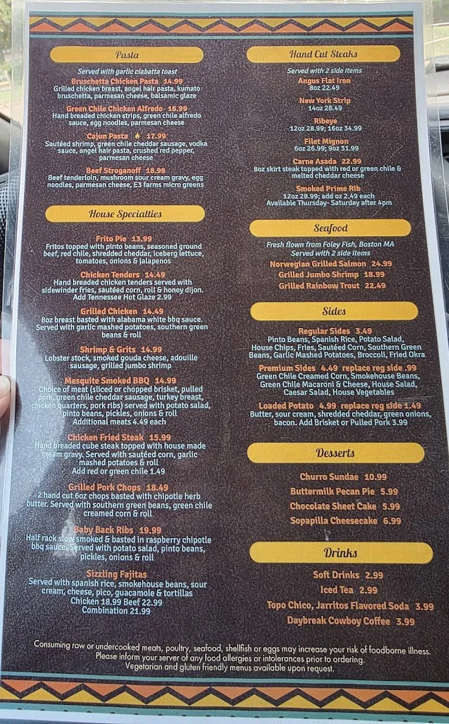 Menu_The Escondido Grill_Lubbock, TX_image_old_2