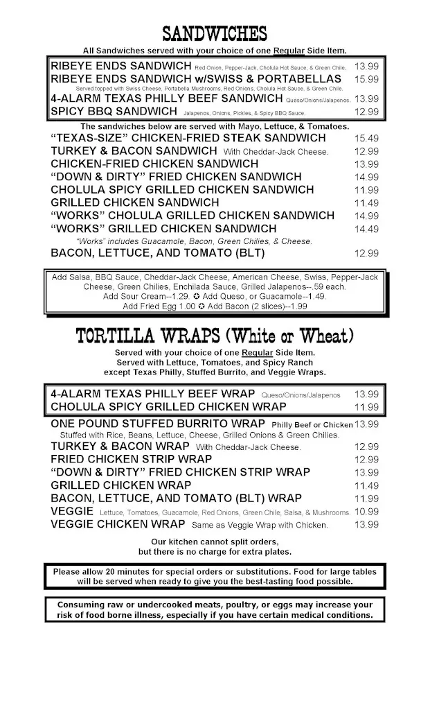 Menu_Caprock Cafe_Lubbock, TX_image_old_2