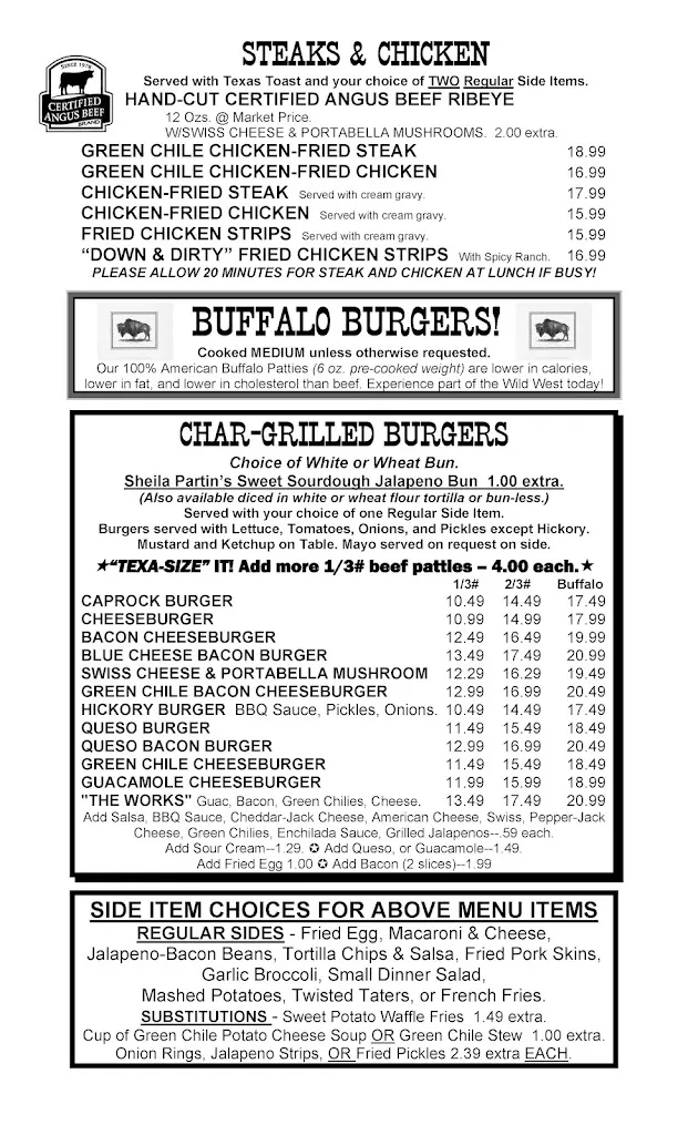 Menu_Caprock Cafe_Lubbock, TX_image_old_3