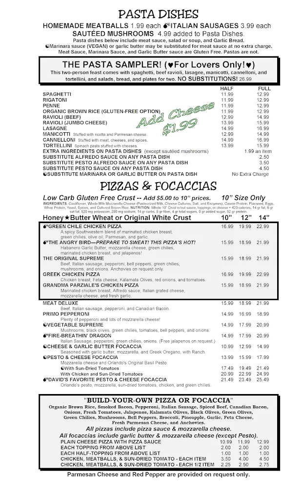 Menu_Orlando's Italian Restaurant_Lubbock, TX_image_old_1
