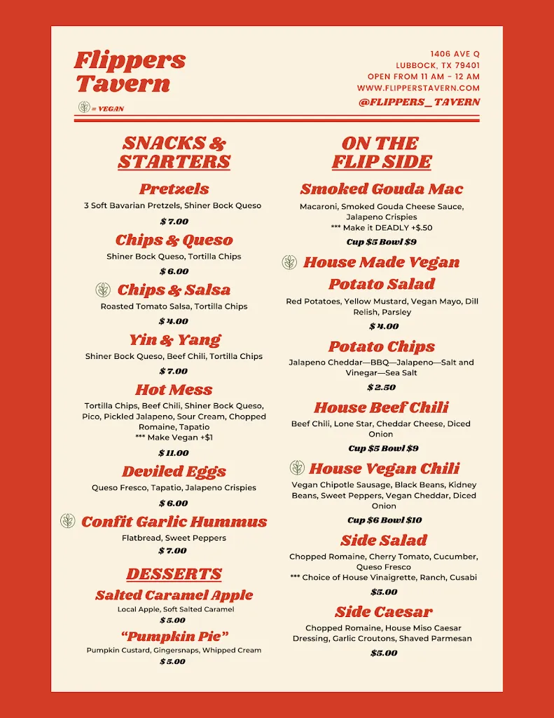 Menu_Flippers Tavern_Lubbock, TX_image_old_3