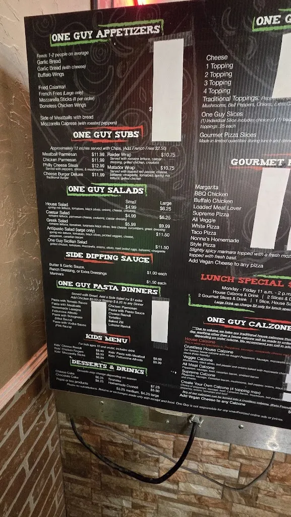 Menu_One Guy from Italy University_Lubbock, TX_image_old_1