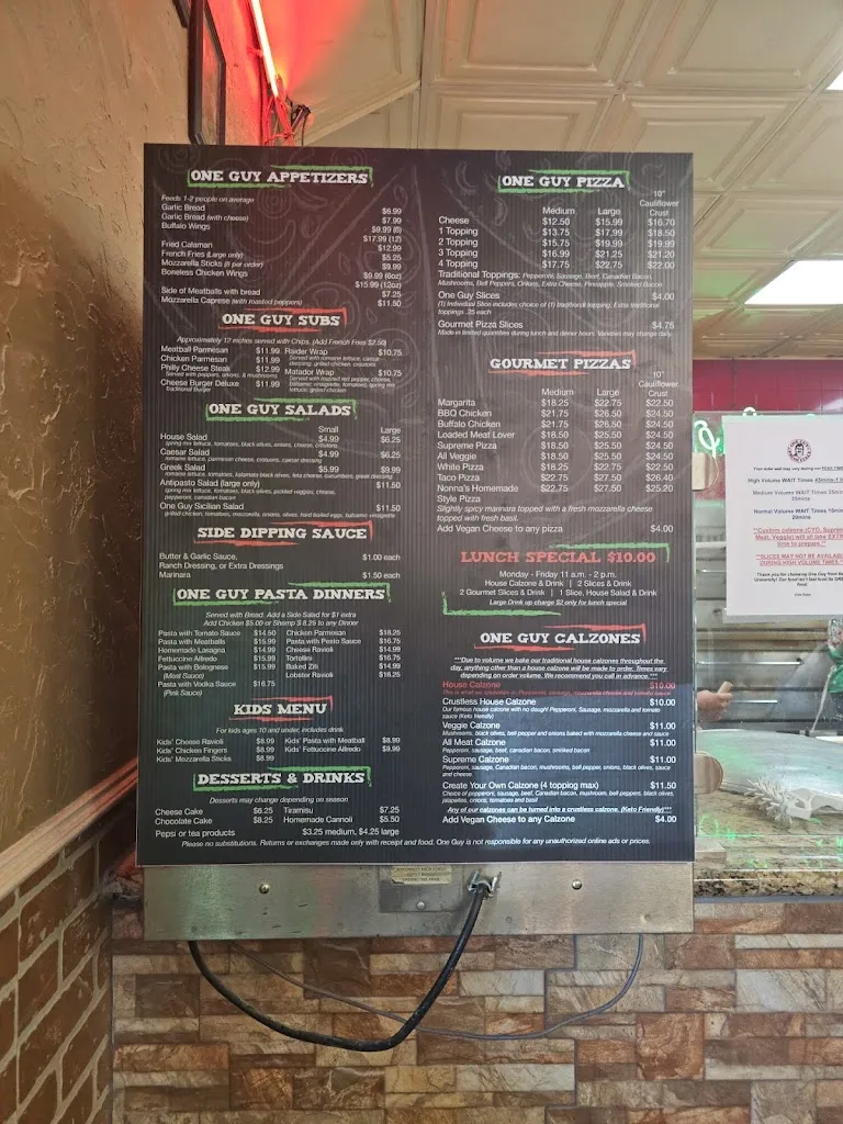 Menu_One Guy from Italy University_Lubbock, TX_image_old_2