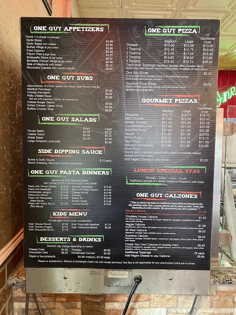Menu_One Guy from Italy University_Lubbock, TX_image_old_3