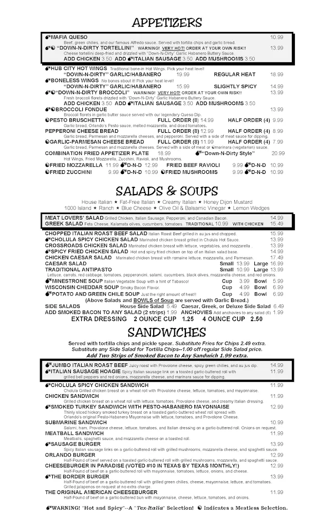 Menu_Orlando's Italian Restaurant_Lubbock, TX_image_old_2