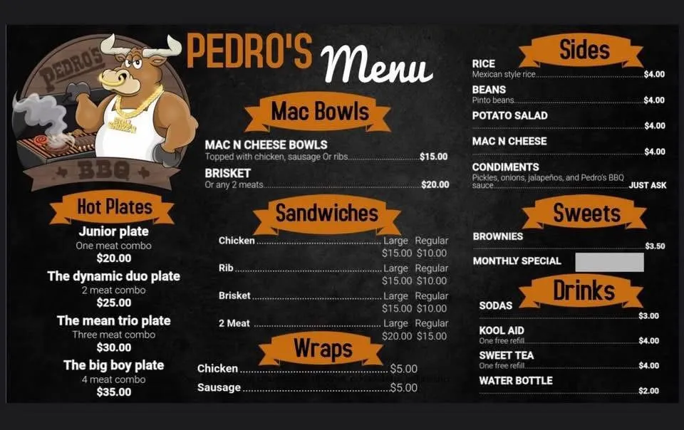 Menu_Pedro’s BBQ_Austin, TX_image_old_1