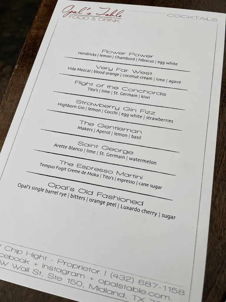 Menu_Opal's Table_Midland, TX_image_old_2