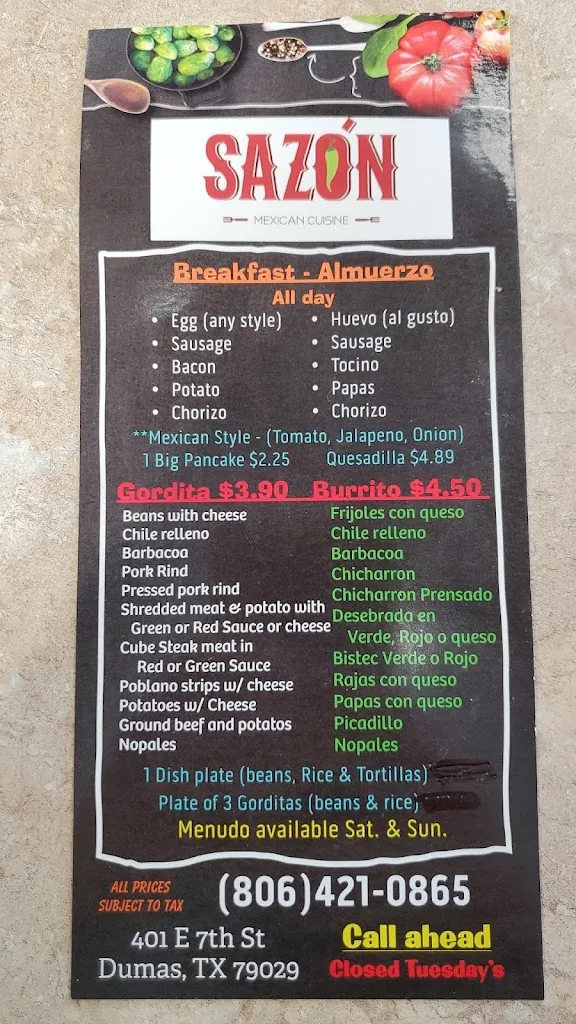 Menu_SAZON_Dumas, TX_image_old_3