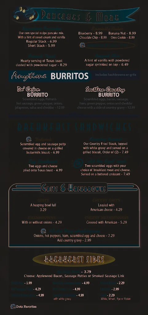 Menu_Dots Diner - Luling_Luling, LA_image_old_1