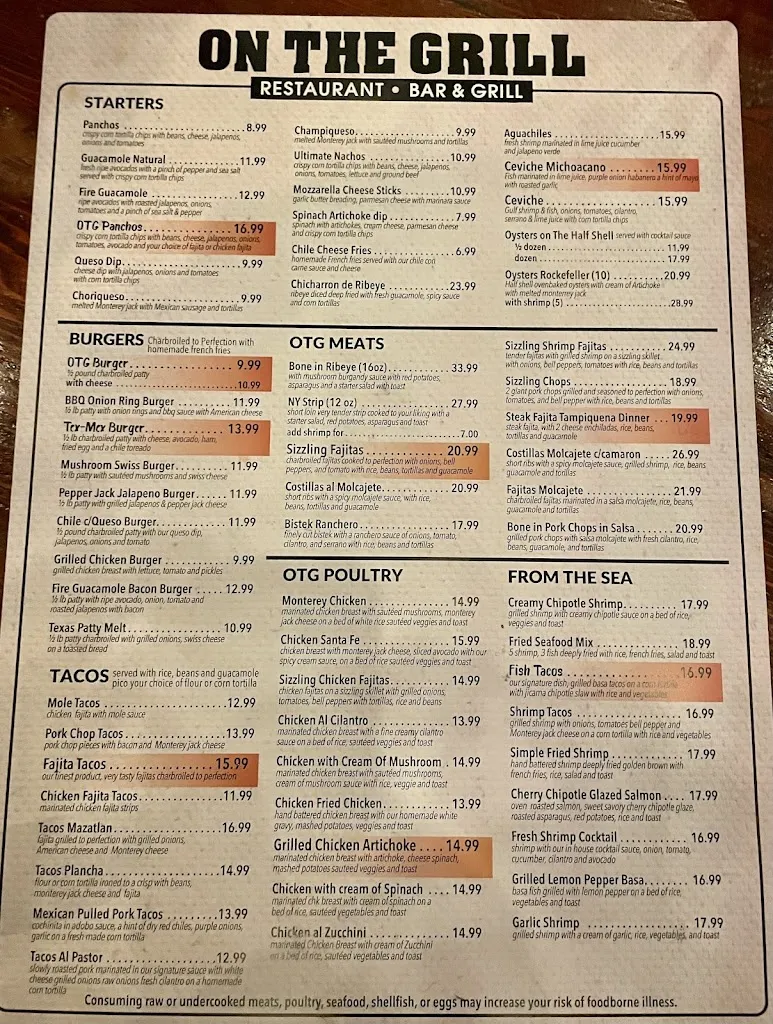 Menu_On The Grill Restaurant_Pharr, TX_image_old_3