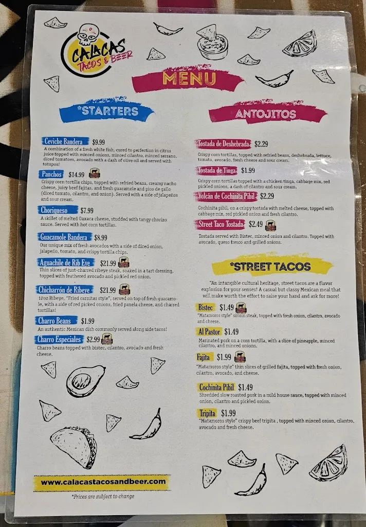 Menu_Calacas Tacos & Beer - Pharr_Pharr, TX_image_old_2