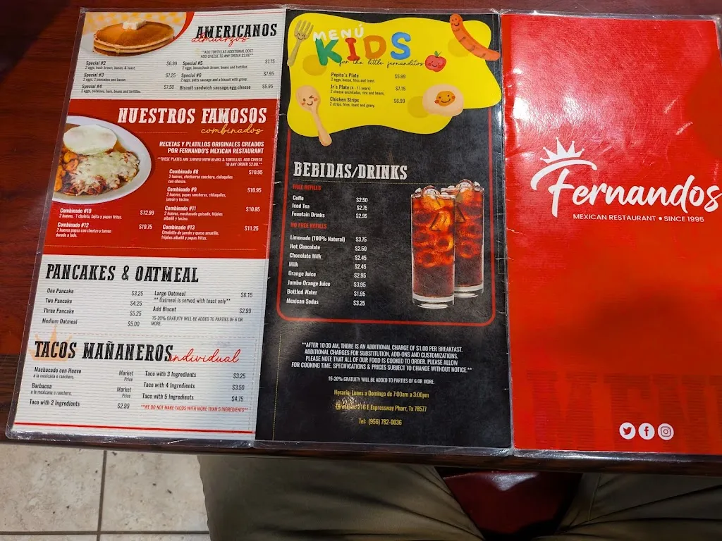 Menu_Fernando's Restaurant_Pharr, TX_image_old_2