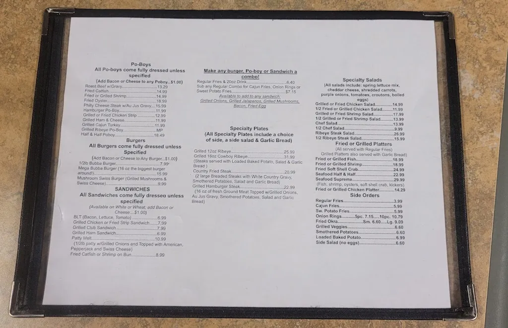Menu_Bubba's Grill & Catering_Walker, LA_image_old_1