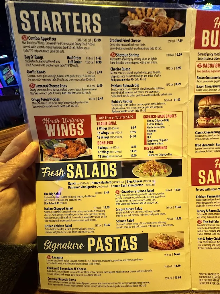 Menu_Bubba's 33_Amarillo, TX_image_old_1