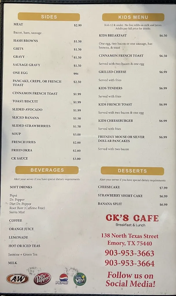 Menu_CK’s Kitchen_Emory, TX_image_old_1