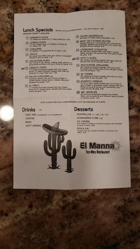 Menu_El Manna_Emory, TX_image_old_3