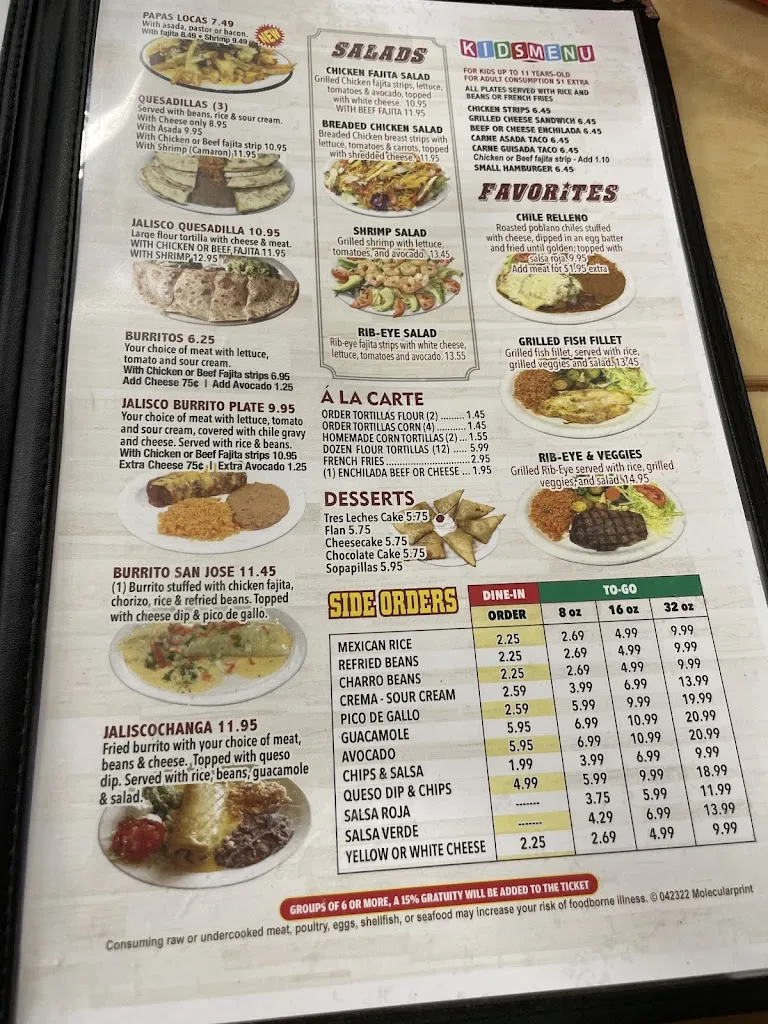 Menu_Agave Jalisco @ Three Rivers, TX_Three Rivers, TX_image_old_1