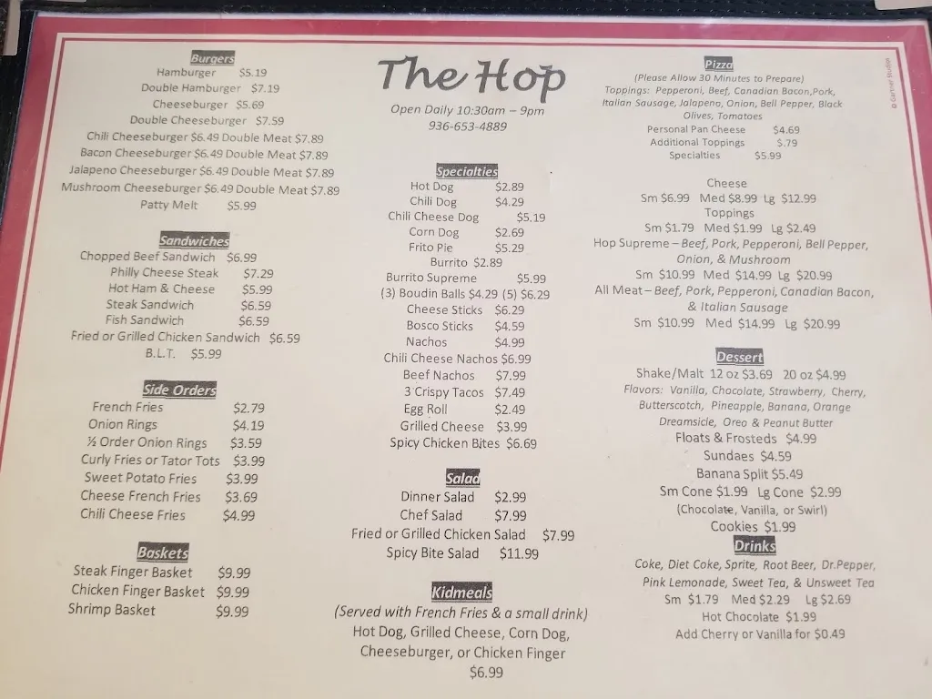 Menu_The Hop_Coldspring, TX_image_old_2