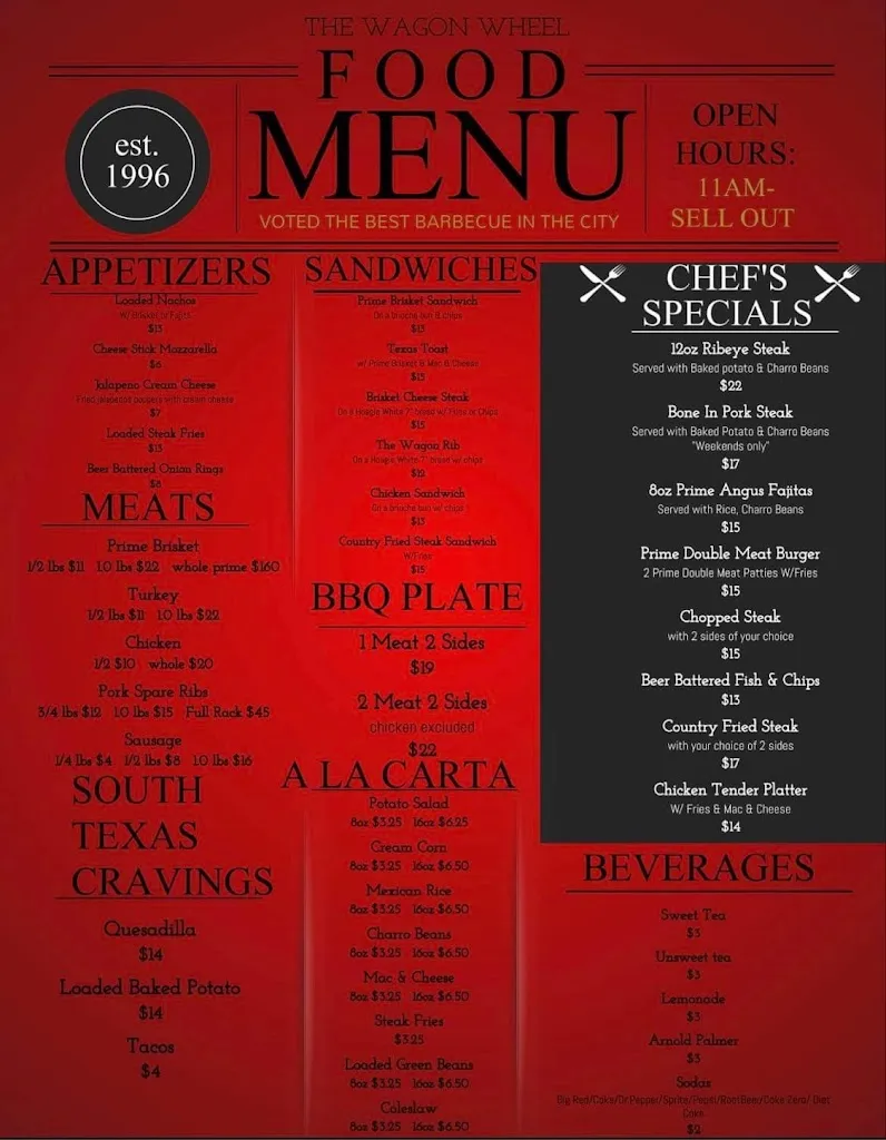 Menu_The Wagon Wheel_Eagle Pass, TX_image_old_3