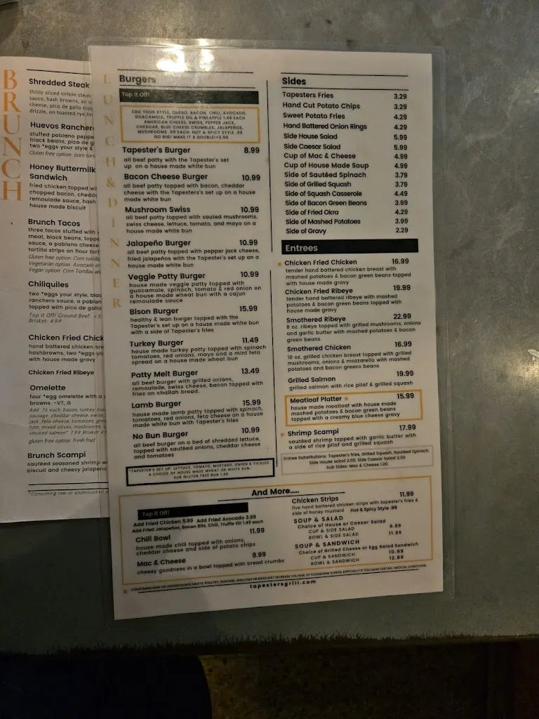 Menu_Tapester's Grill_Houston, TX_image_old_2