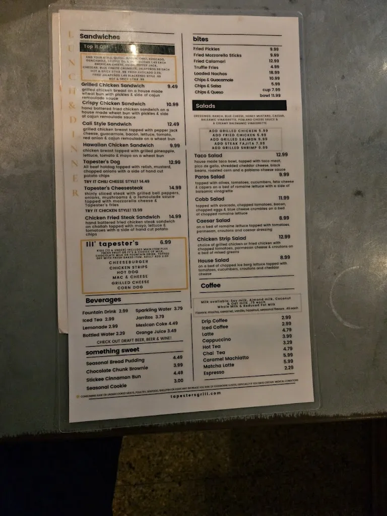 Menu_Tapester's Grill_Houston, TX_image_old_3