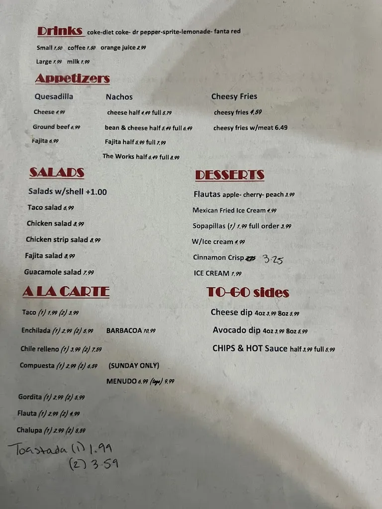 Menu_El Burrito_Tulia, TX_image_old_1
