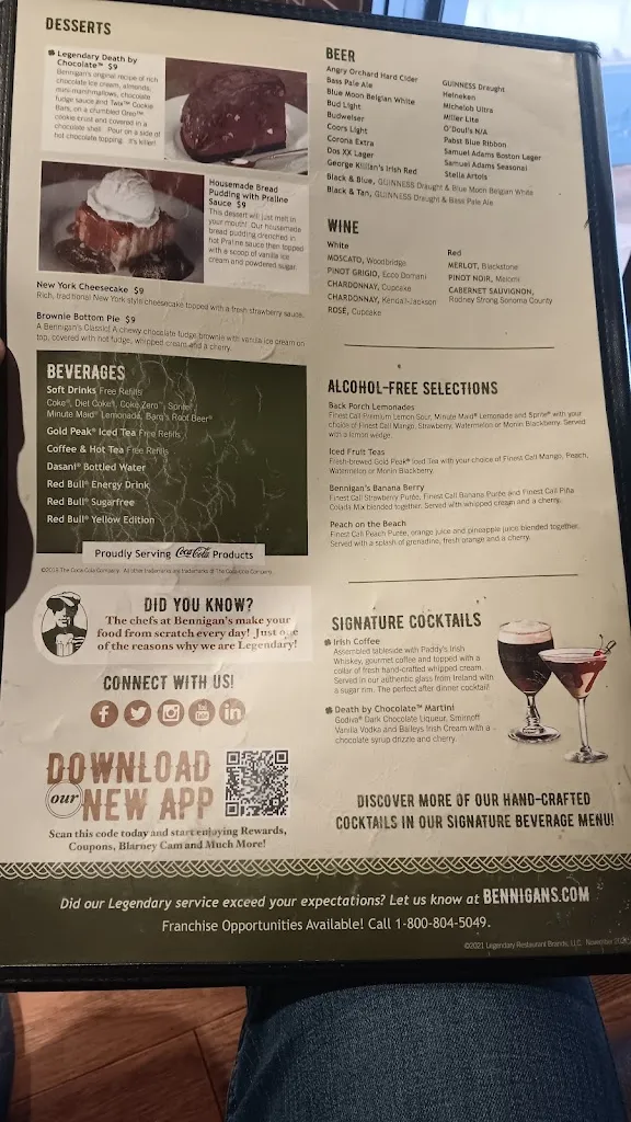 Menu_Bennigan's_I-20, Monahans_image_old_2