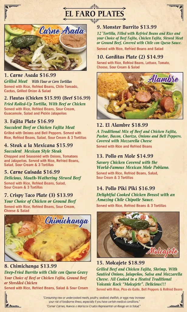 Menu_El Faro Mexican and Salvadorian_Austin, TX_image_old_3