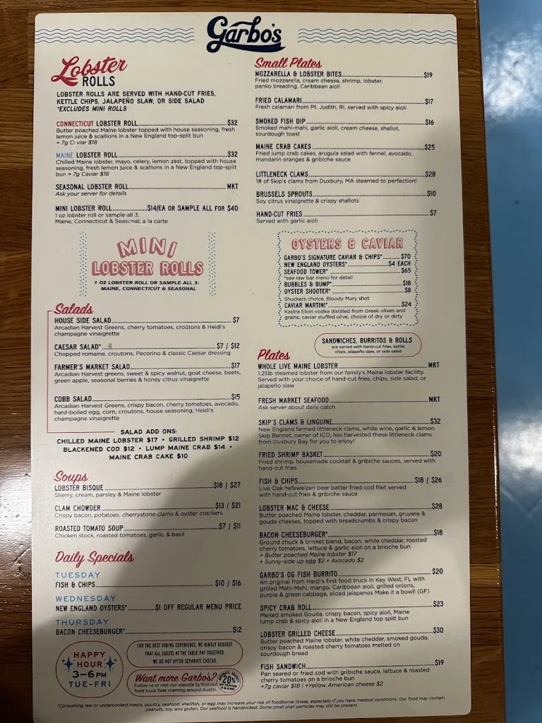 Menu_Garbo's on Mopac_Austin, TX_image_old_1