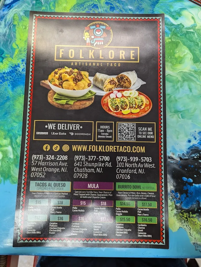 Menu_Folklore Artisanal Mexican Eatery_West Orange, NJ_image_old_1