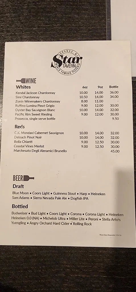 Menu_Star Tavern_City of Orange, NJ_image_old_1