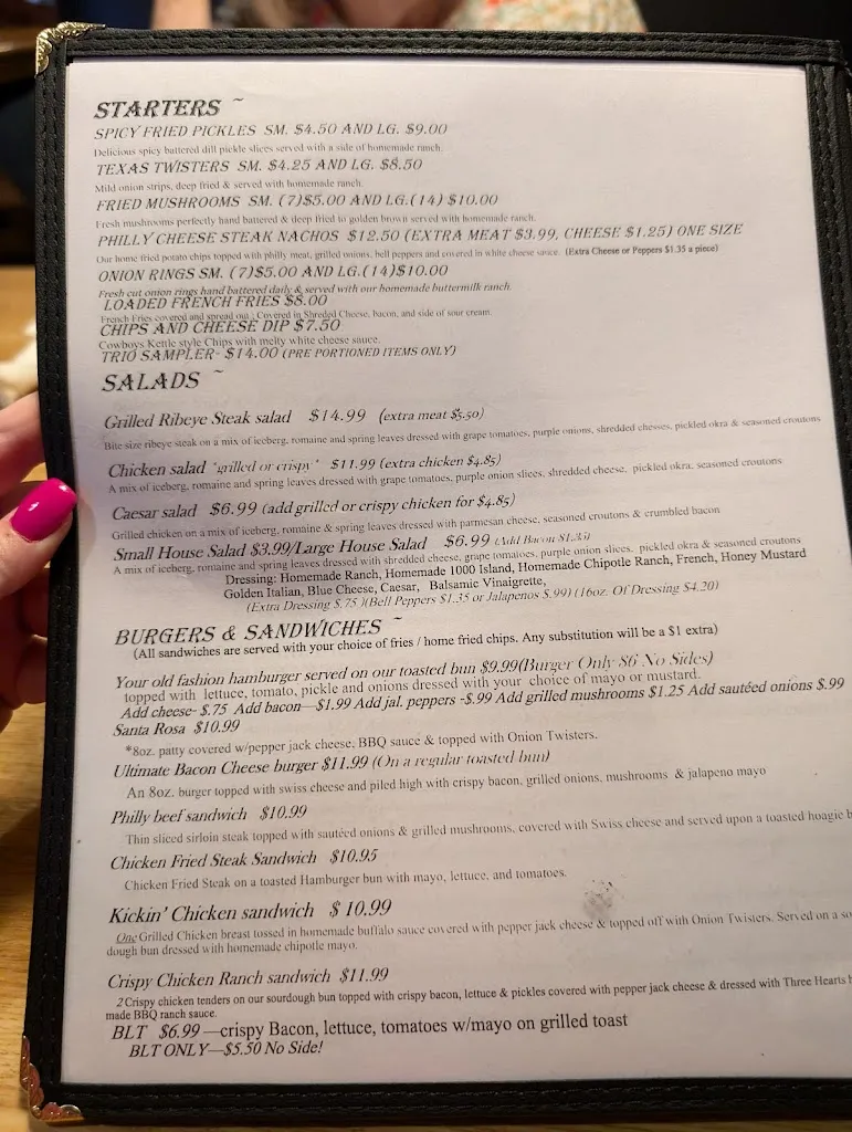 Menu_Three Hearts Steakhouse_Vernon, TX_image_old_3
