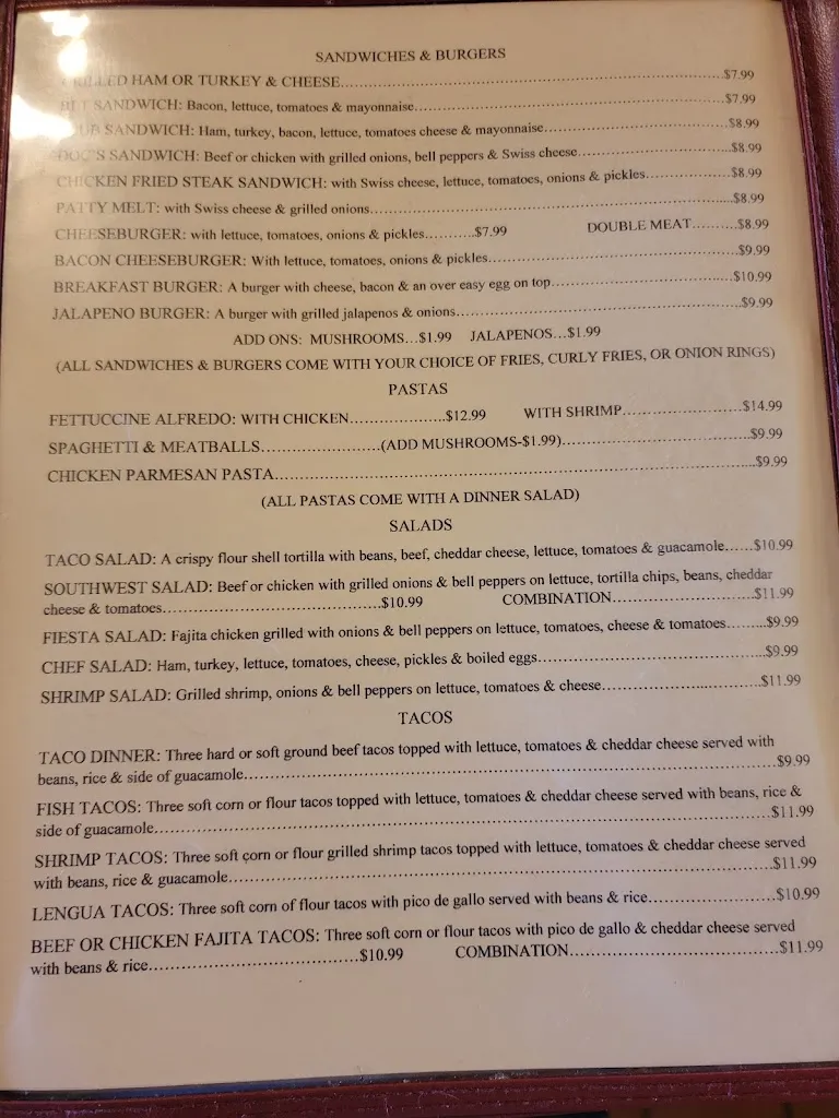 Menu_Brown Cow Family Restaurant_Vernon, TX_image_old_1