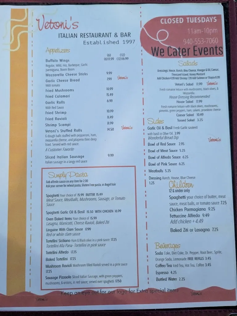 Menu_Vetoni’s Authentic Italian Restaurant & Bar_Vernon, TX_image_old_3