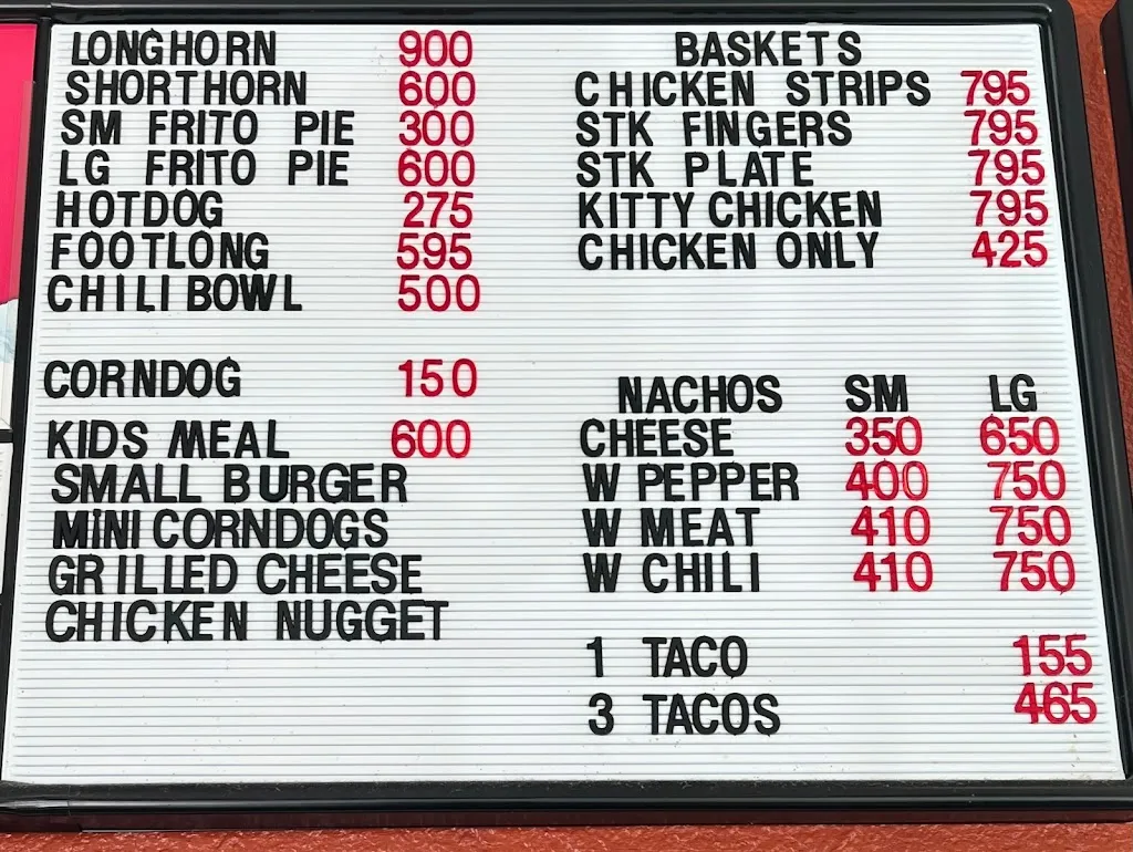 Menu_Bevos Drive-In_Vernon, TX_image_old_2