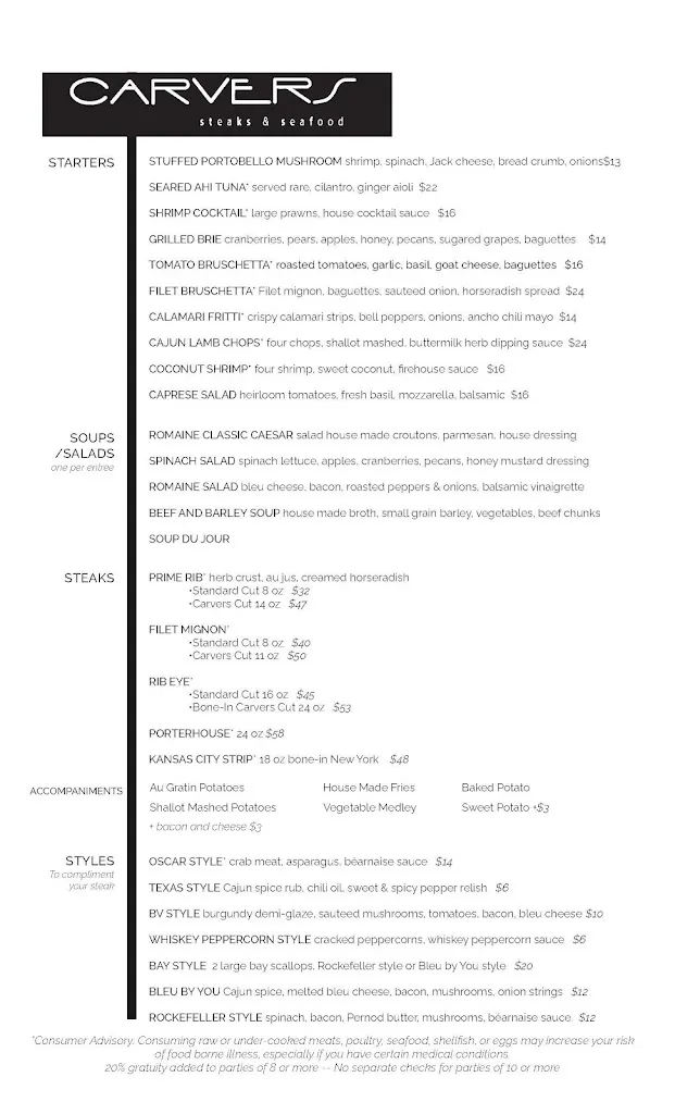Menu_Carvers Steak & Seafood_Sandy, UT_image_old_2
